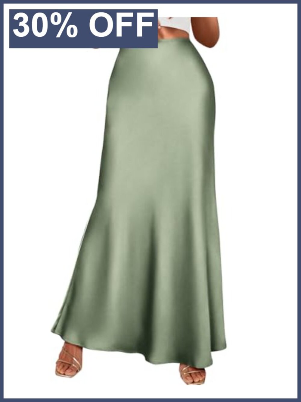 Satin Maxi Skirt Mermaid Hem High Waist Business Casual